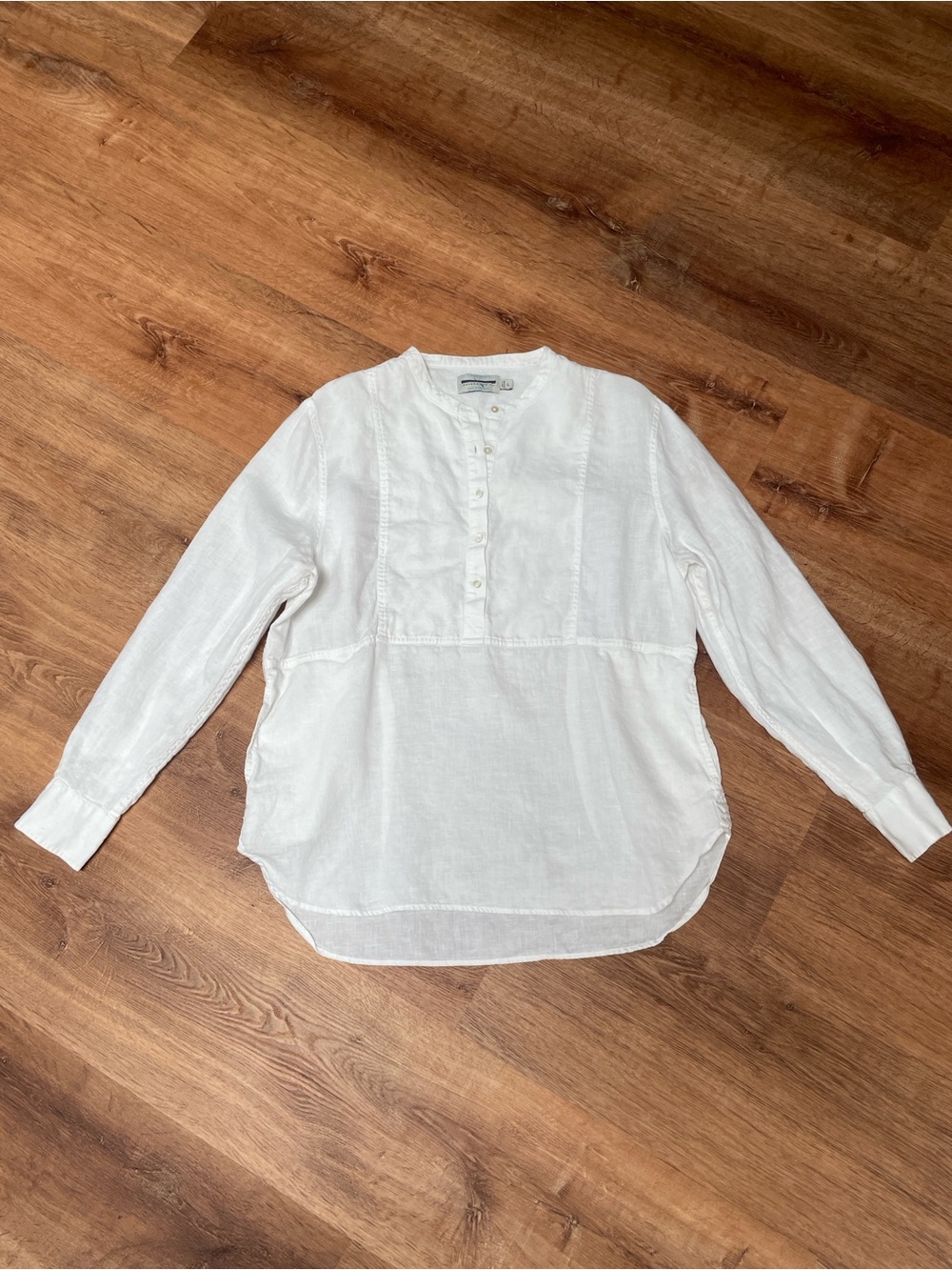 Guideboat Co. Womens Linen Tunic Blouse Top Large White Coastal‎ Beachy Pockets - Picture 8 of 11